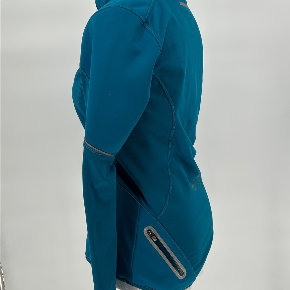 New Balance Womens Teal Half Zip Running Jacket Reflective Thumbholes XS - Picture 8 of 12
